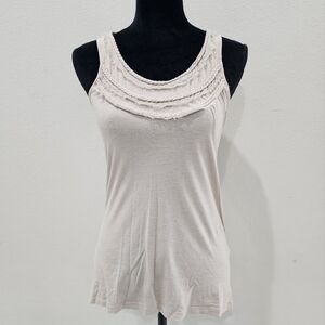 Banana Republic Cream Ruffled Sleeveless Tank Top